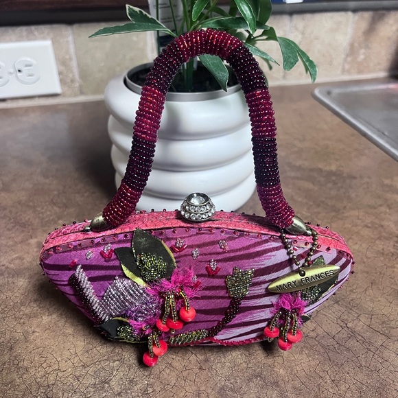 Mary Frances Pink and Red Beaded Clutch - Picture 1 of 4